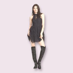 Free People Black Verushka Lace Mini Dress